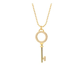 Gold-Plated Brass Necklace with Cubic Zirconia></noscript>
                    </a>
                </div>
                <div class=