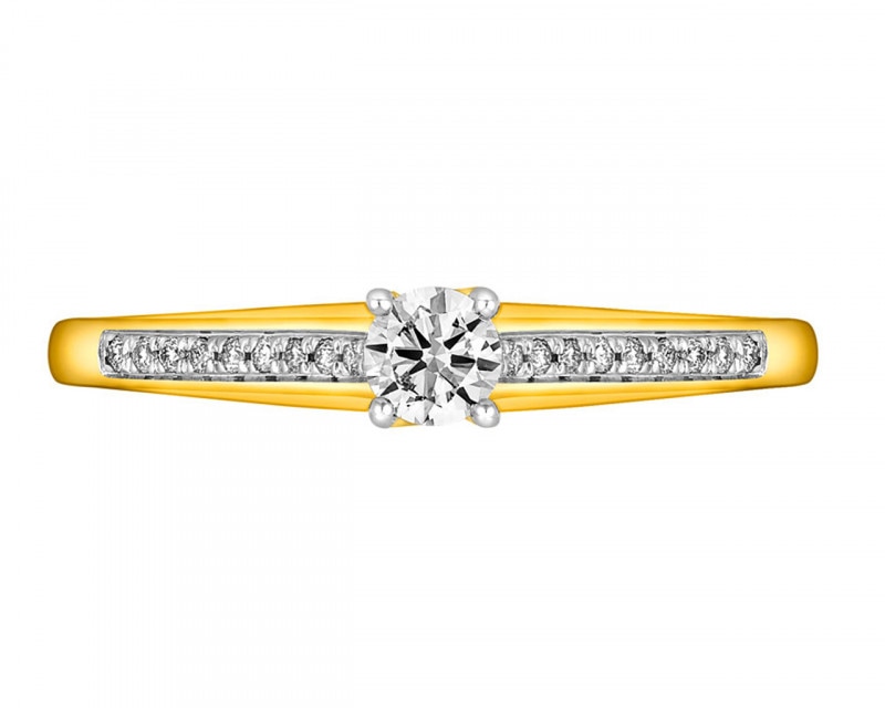 18ct Yellow Gold Ring with Diamonds 0,30 ct - fineness 18 K