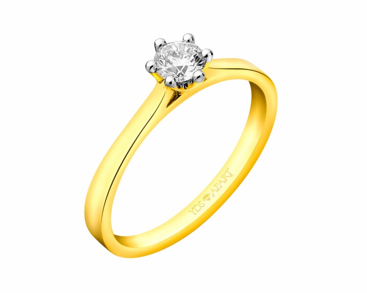 Zlatý prsten s briliantem 0,30 ct - ryzost 750