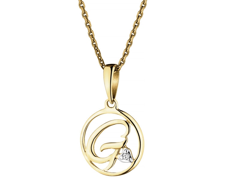 Zawieszka z żółtego złota z diamentem - litera G - 0,003 ct - próba 585