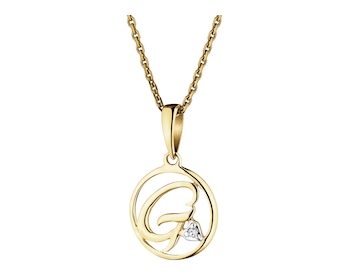 Zawieszka z żółtego złota z diamentem - litera G - 0,003 ct - próba 585