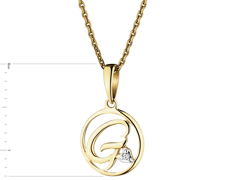 Zawieszka z żółtego złota z diamentem - litera G - 0,003 ct - próba 585