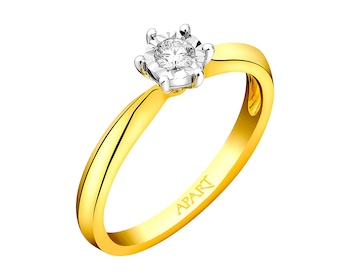 14ct Yellow Gold, White Gold Ring with Diamond 0,08 ct - fineness 585