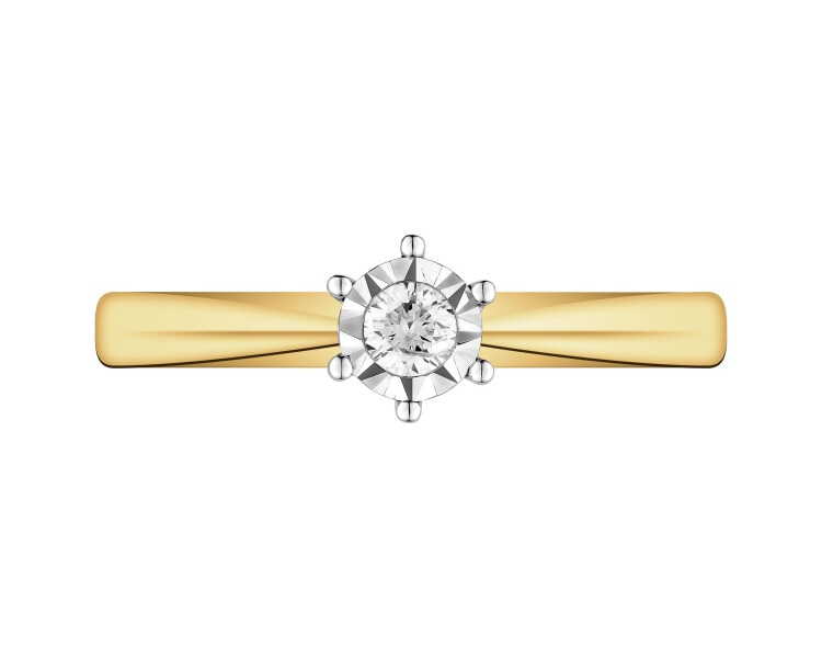 Prsten ze žlutého a bílého zlata s briliantem - 0,08 ct - ryzost 585