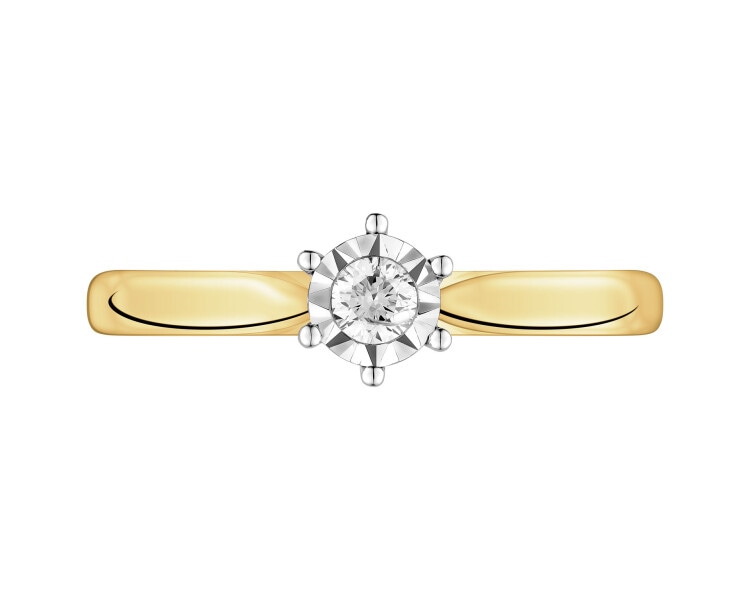 14ct Yellow Gold, White Gold Ring with Diamond - 0,08 ct - fineness 585