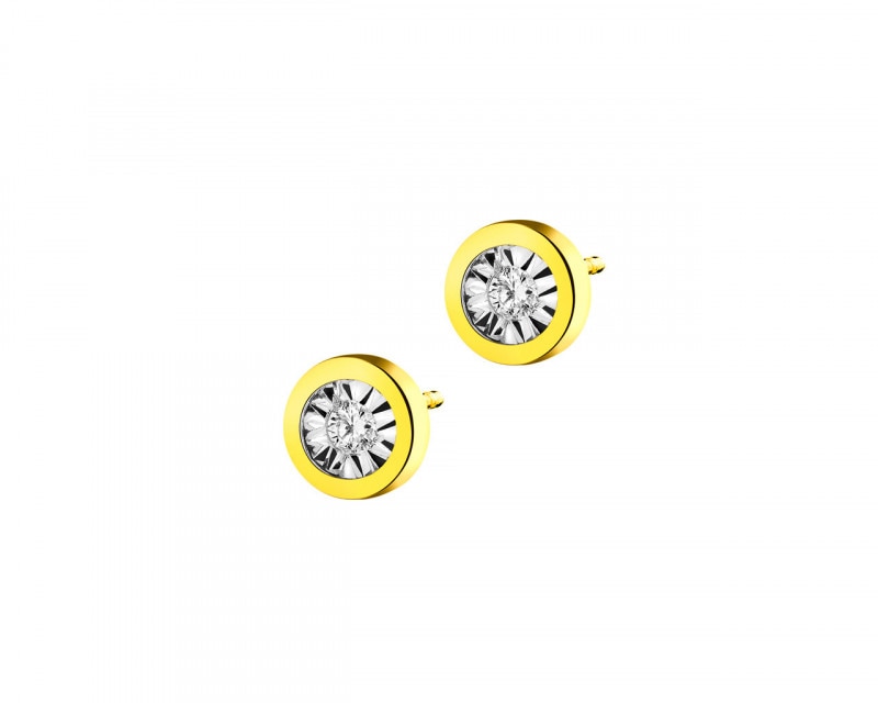 9ct Yellow Gold, White Gold Earrings with Diamonds 0,04 ct - fineness 375