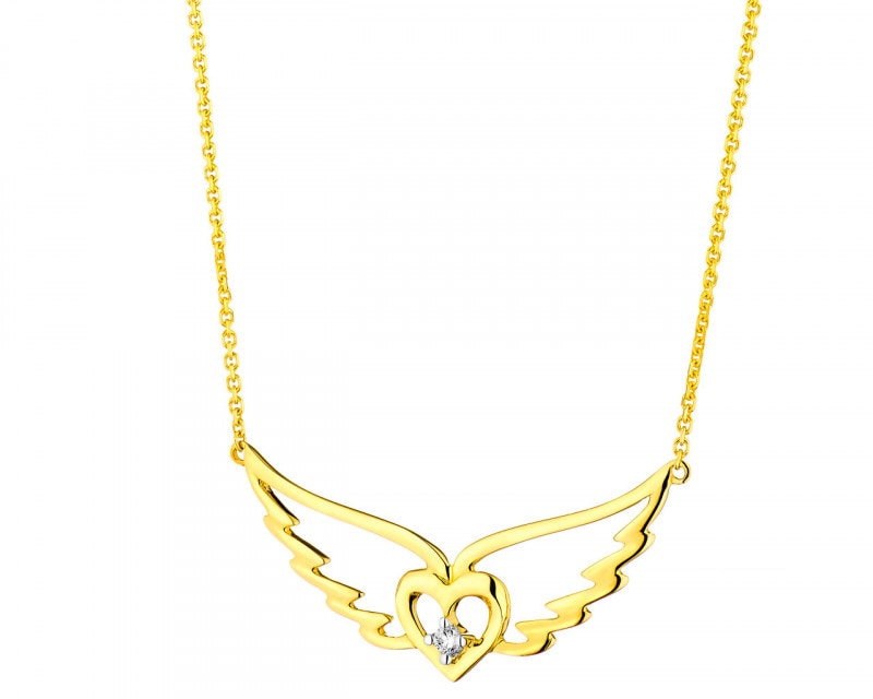 9ct Yellow Gold Necklace with Diamond 0,01 ct - fineness 9 K