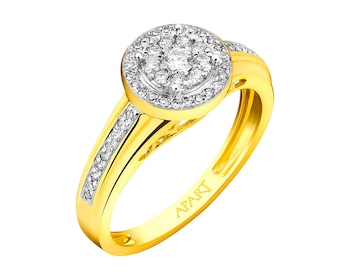 14ct Yellow Gold Ring with Diamonds 0,25 ct - fineness 14 K