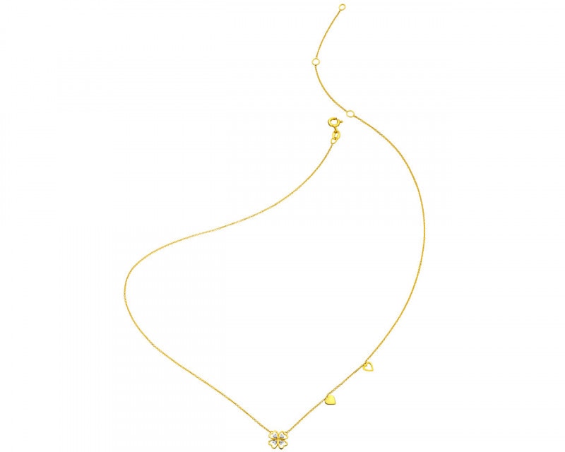 9ct Yellow Gold Necklace with Diamonds 0,02 ct - fineness 9 K