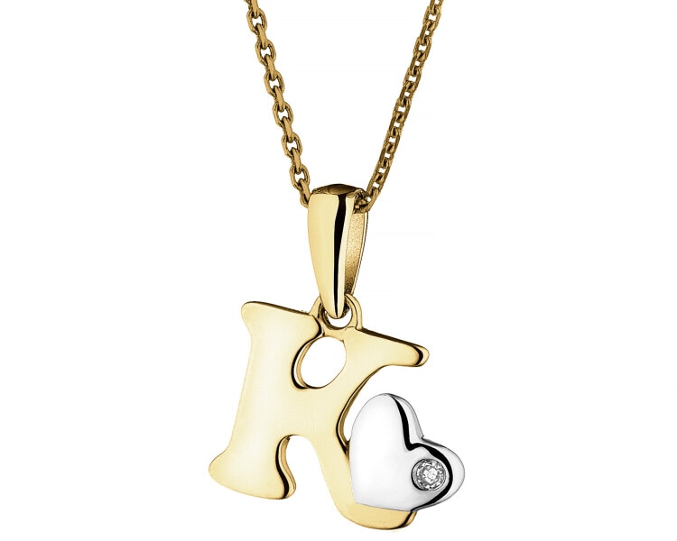 9ct Yellow Gold Pendant with Diamond - 0,004 ct - fineness 9 K