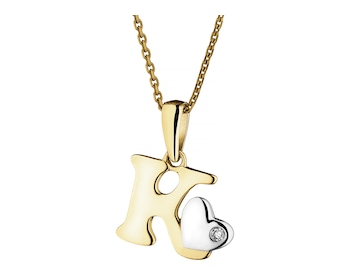 Zawieszka z żółtego złota z diamentem - litera K - 0,004 ct - próba 375