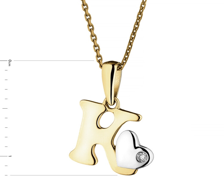 9ct Yellow Gold Pendant with Diamond - 0,004 ct - fineness 9 K