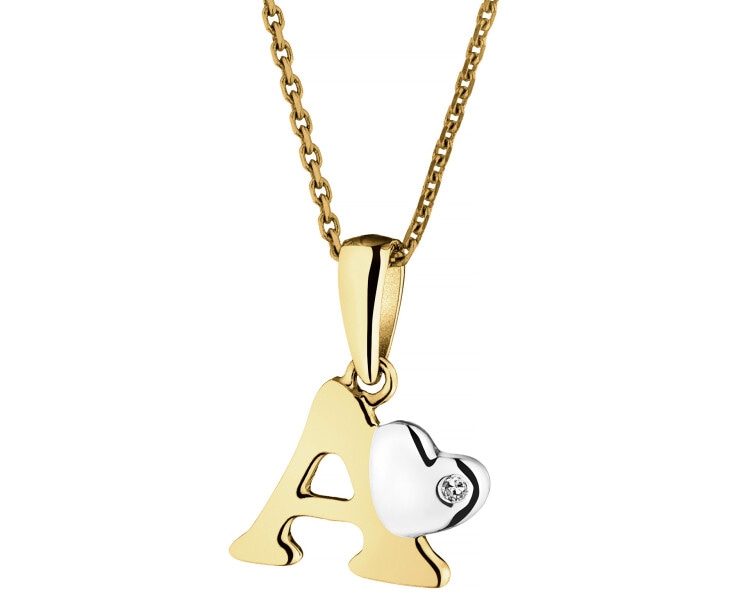 Zawieszka z żółtego złota z diamentem - litera A - 0,004 ct - próba 375