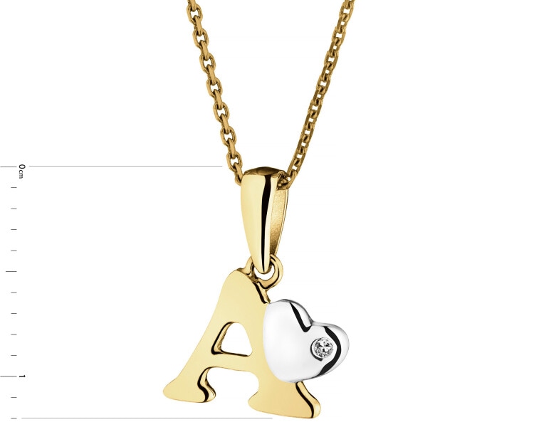 Zawieszka z żółtego złota z diamentem - litera A - 0,004 ct - próba 375