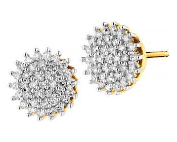 14ct Yellow Gold Earrings with Diamonds 0,24 ct - fineness 14 K