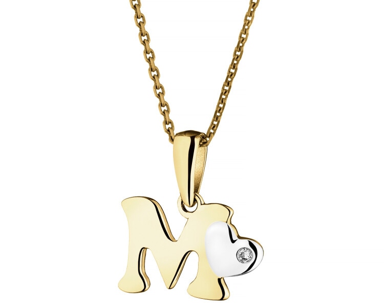 9ct Yellow Gold Pendant with Diamond - 0,004 ct - fineness 9 K