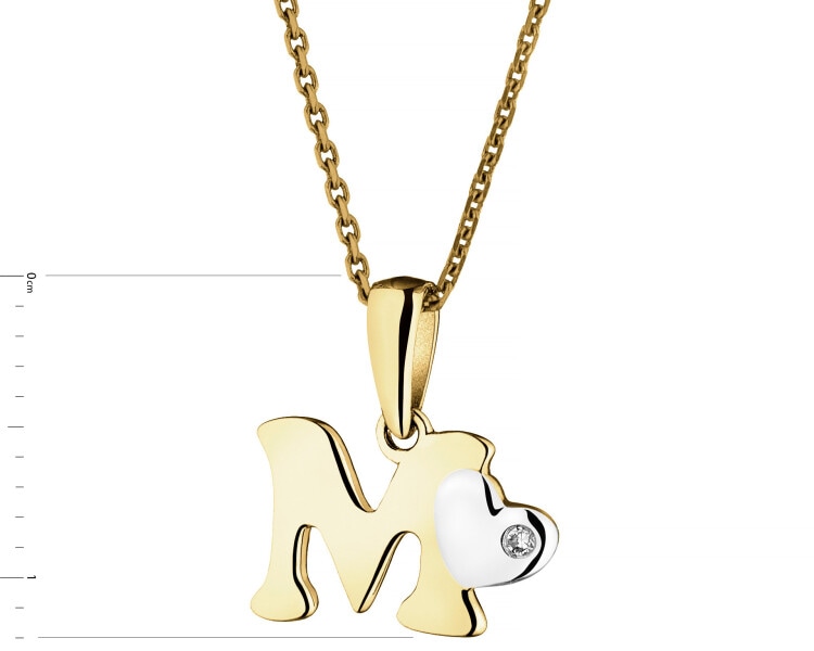 9ct Yellow Gold Pendant with Diamond - 0,004 ct - fineness 9 K