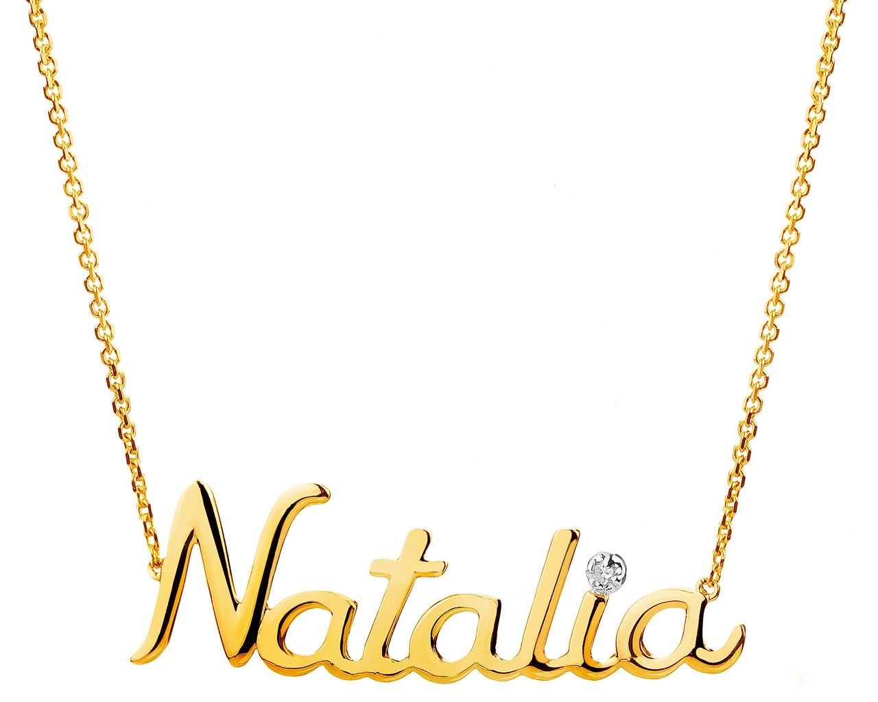 Naszyjnik z żółtego złota z diamentem - Natalia 0,005 ct - próba 375