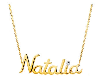 Naszyjnik z żółtego złota z diamentem - Natalia 0,005 ct - próba 375