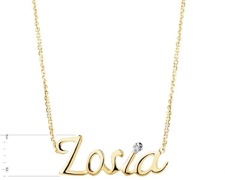 Naszyjnik z żółtego złota z diamentem - Zosia - 0,005 ct - próba 375