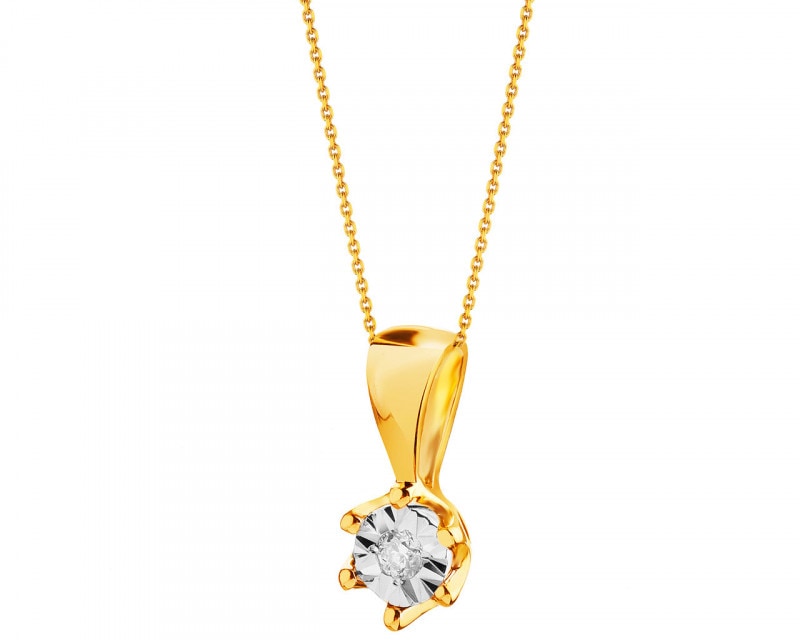 9ct Yellow Gold, White Gold Pendant with Diamond 0,01 ct - fineness 375