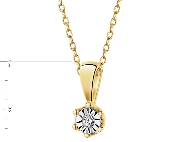 9ct Yellow Gold, White Gold Pendant with Diamond - 0,01 ct - fineness 375