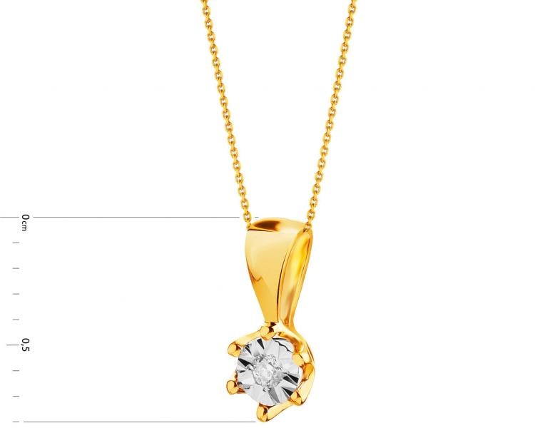 9ct Yellow Gold, White Gold Pendant with Diamond 0,01 ct - fineness 375