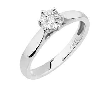 14ct White Gold Ring with Diamonds 0,10 ct - fineness 14 K