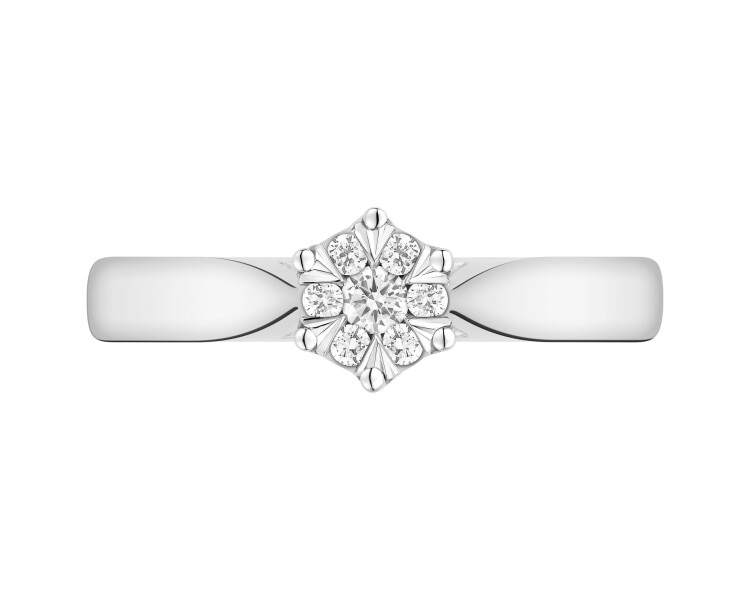 14ct White Gold Ring with Diamonds - 0,10 ct - fineness 14 K