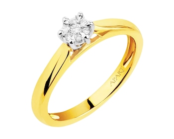 14ct Yellow Gold, White Gold Ring with Diamonds 0,06 ct - fineness 14 K