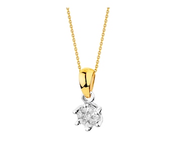 14ct Yellow Gold, White Gold Pendant with Diamonds 0,06 ct - fineness 14 K
