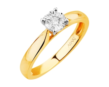 14ct Yellow Gold, White Gold Ring with Diamonds 0,10 ct - fineness 14 K