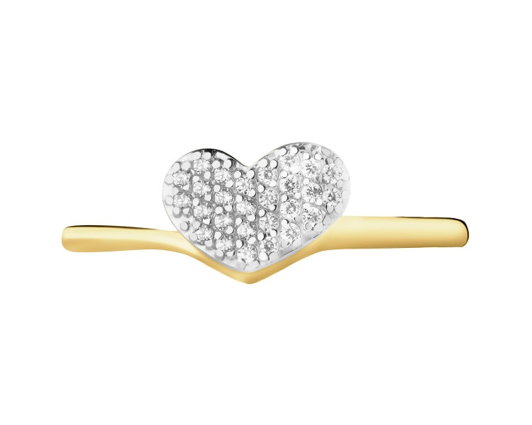 8ct Rhodium-Plated Yellow Gold Ring with Cubic Zirconia