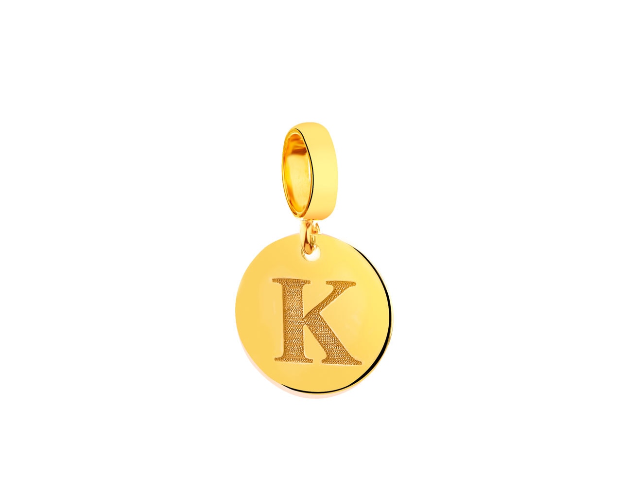 Złota zawieszka beads - litera K