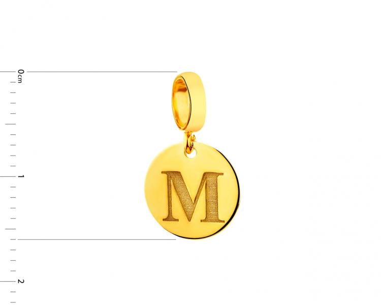 Złota zawieszka beads - litera M