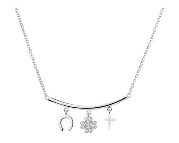 Rhodium Plated Silver Necklace with Cubic Zirconia></noscript>
                    </a>
                </div>
                <div class=
