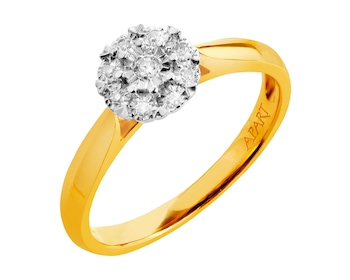 9ct Yellow Gold, White Gold Ring with Diamonds 0,05 ct - fineness 375