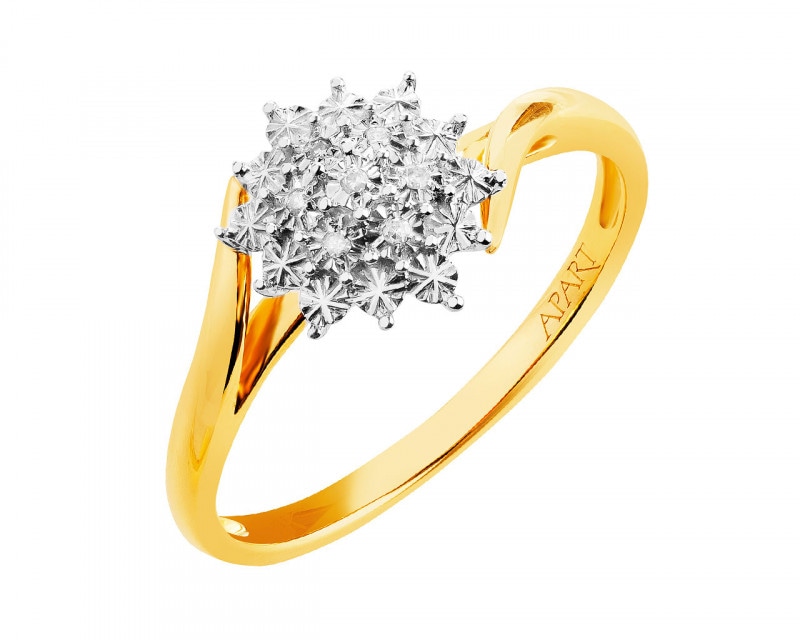 9ct Yellow Gold Ring with Diamonds 0,02 ct - fineness 9 K