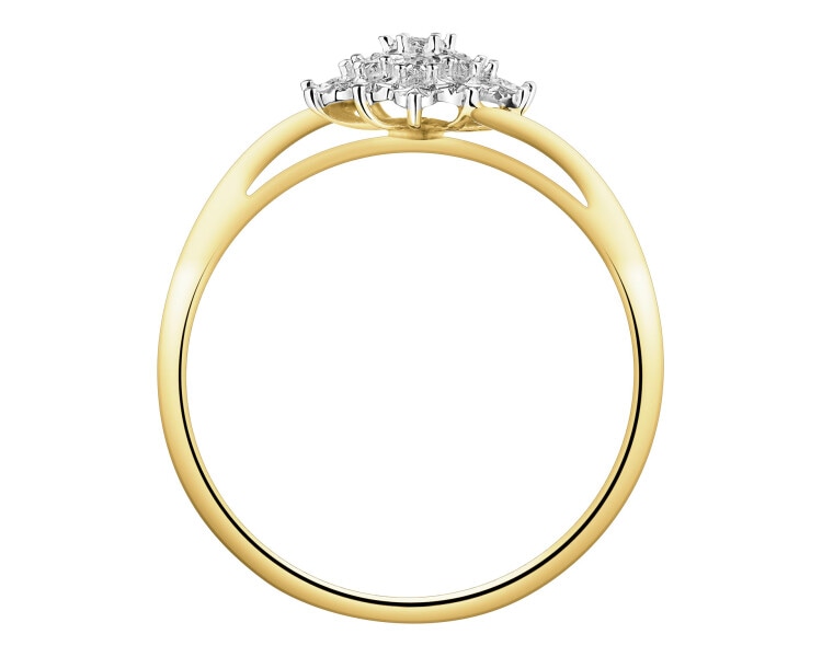 Pierścionek z żółtego złota z diamentami - 0,02 ct - próba 375