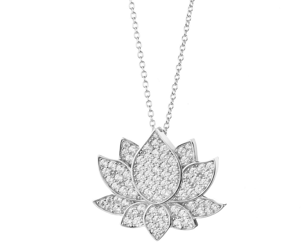 Naszyjnik srebrny z cyrkoniami - kwiat lotosu