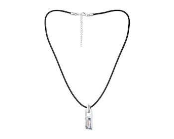 Rhodium Plated Silver Necklace with Crystal