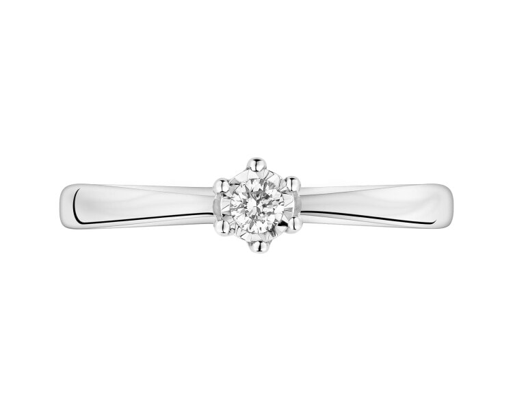 14ct White Gold Ring with Diamond - 0,05 ct - fineness 14 K