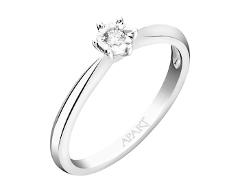9ct White Gold Ring with Diamond 0,03 ct - fineness 9 K