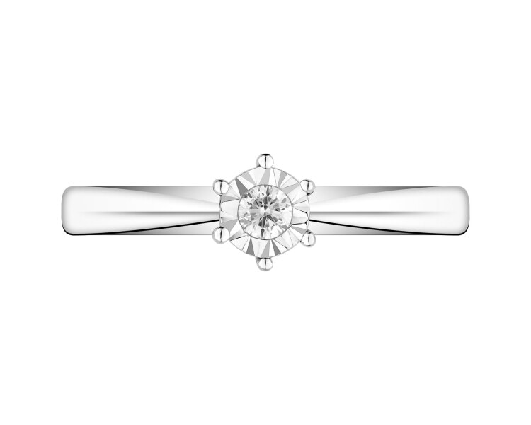 Pierścionek z białego złota  z brylantem - 0,05 ct - próba 375