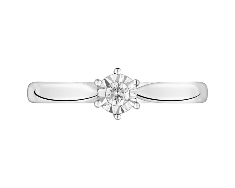 9ct White Gold Ring with Diamond - 0,05 ct - fineness 9 K