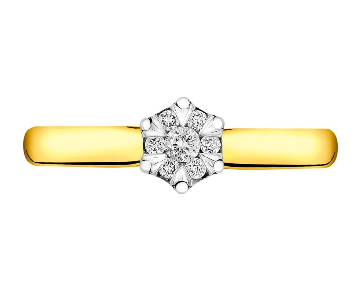 14ct Yellow Gold Ring with Diamonds 0,10 ct - fineness 585