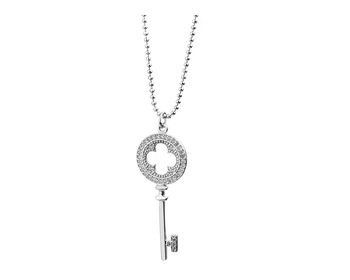 Rhodium-Plated Brass Necklace with Cubic Zirconia></noscript>
                    </a>
                </div>
                <div class=