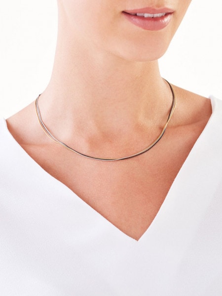 Rhodium-Plated Silver, Ruthenium-Plated Silver, Gold-Plated Silver Necklace 
