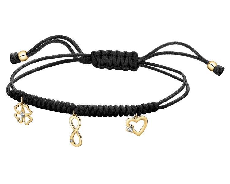 9ct Yellow Gold Bracelet with Diamonds - 0,01 ct - fineness 9 K