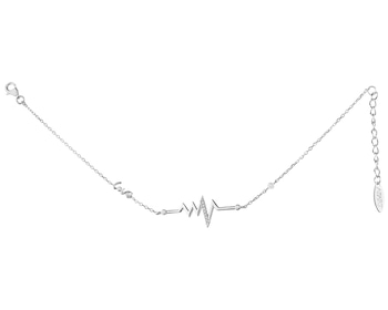 Bransoletka srebrna z cyrkoniami - EKG serca, love